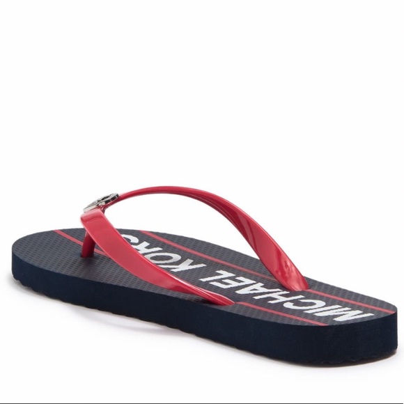 NIB Michael Kors flip flop ADM/OWH/BRRD silver MK logo new with box - Picture 8 of 8